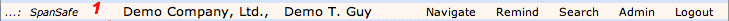Shows top line (part 1) of typical TimeCellar file screen.
