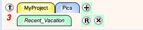 Row 3 of typical document management screen - the tabs