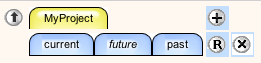The blue tabs to be renamed