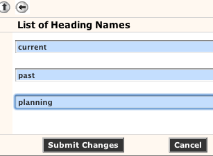 The blue tabs to be renamed